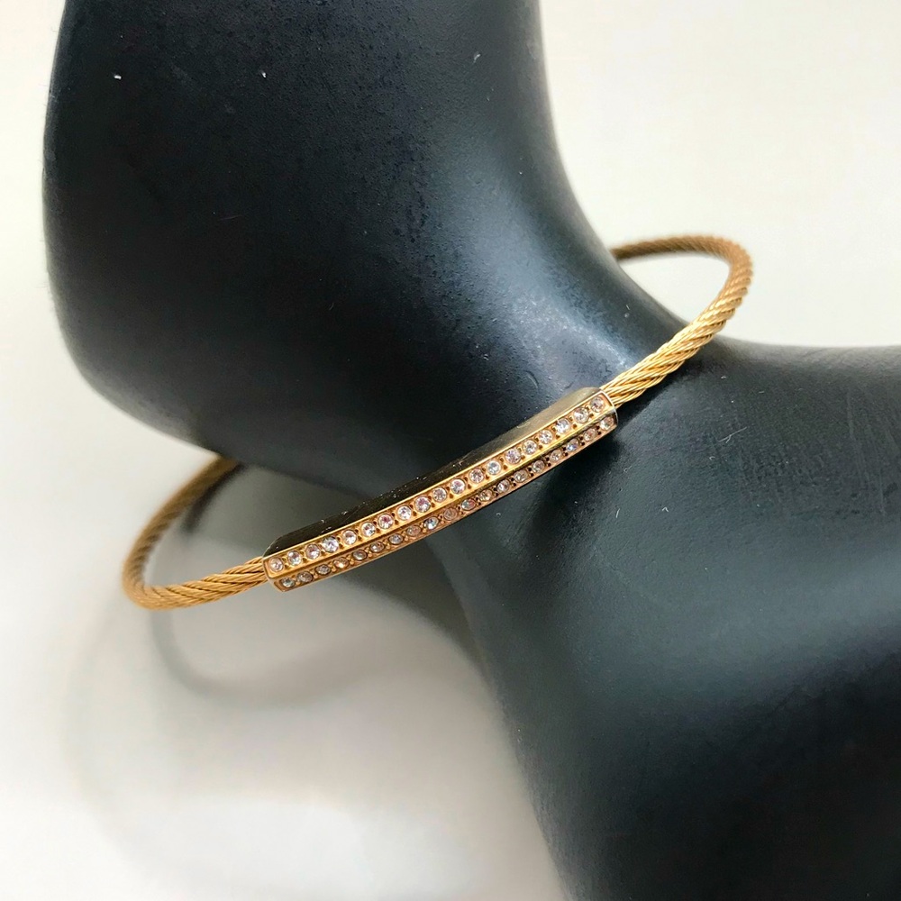 Fossil Steel Rose Gold-Tone Starry Night Pave Glitz Bar Cable Bracelet